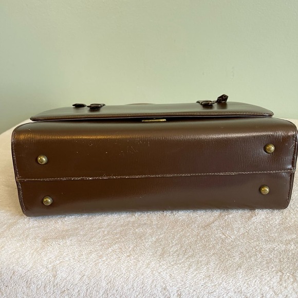 Vintage Saks Fifth Avenue Womens Brown Snap Leather Top Handle Flap Over Handbag - Picture 16 of 16